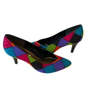 Y2k Vtg Colorblock Shoes 1980s  Heels Life Stride Pumps Sz 8 Unused New wave